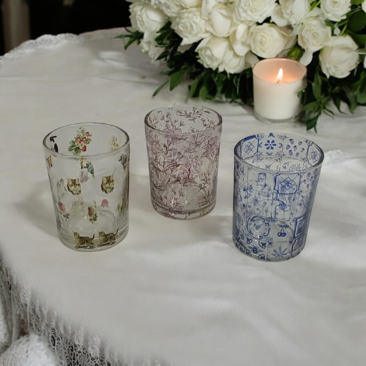 10CM GLASS VOTIVE FOR CANDLE OR TEALIGHT