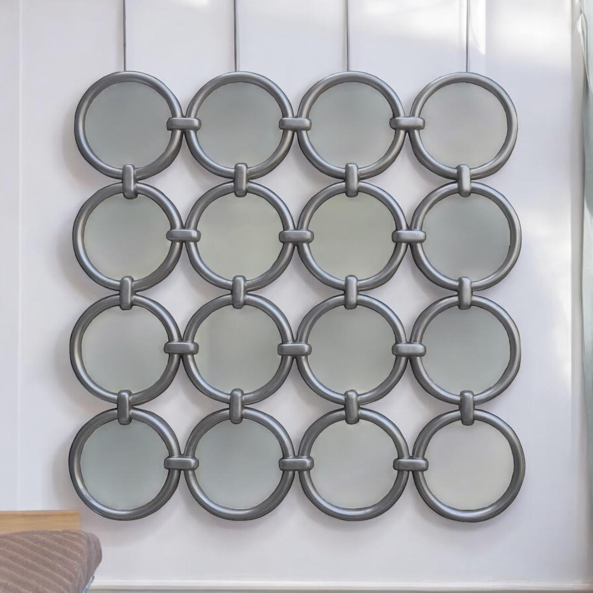 118 X 118CM SILVER FRAME MIRROR Wall decore