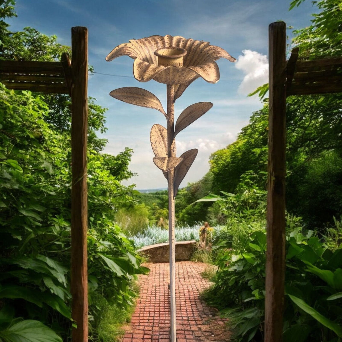 63CM GARDEN STAKE CANDLE HOLDER